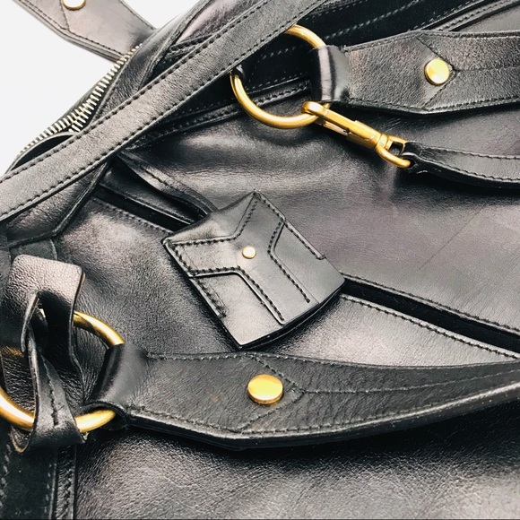 Authentic Yves Saint Laurent Fauve Blk Leather Bag - Picture 8 of 8